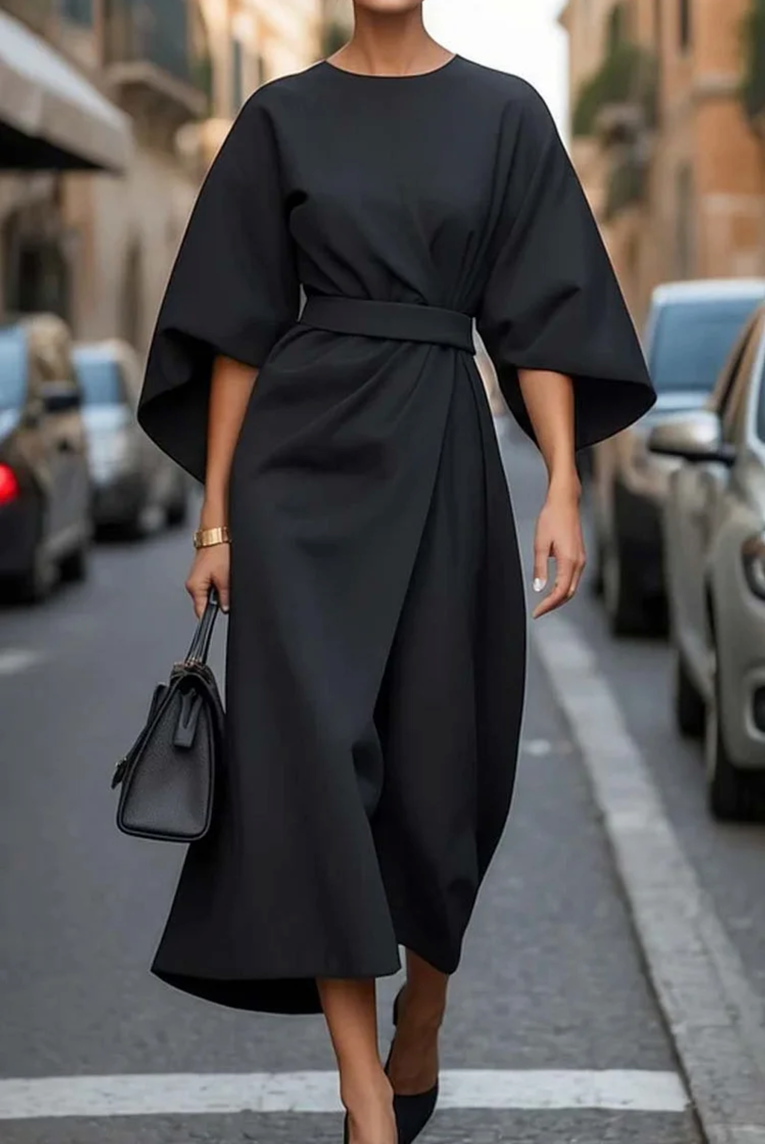 Louise Robe Élégante Femme – Design feminin cu mâneci tip lampion și croială ajustabilă conică