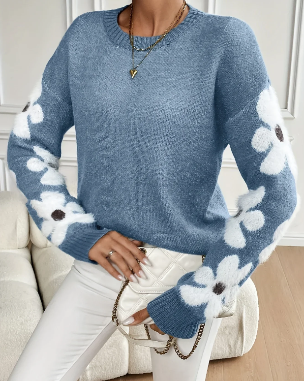 Sweter damski Aisha – elegancki i wygodny sweter z dzianiny w kwiaty na sezon