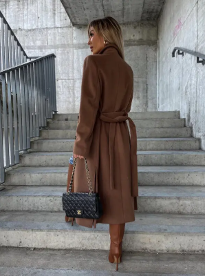 Riana Dames Lange Winterjas – Warm, Gecentreerd met Klassieke Overlappende Stijl