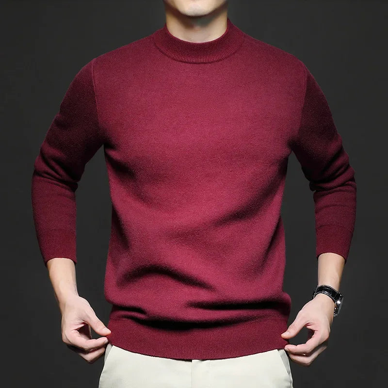 Victor Pull en laine pour homme – Maille chaude premium avec col mi-haut et coupe moderne