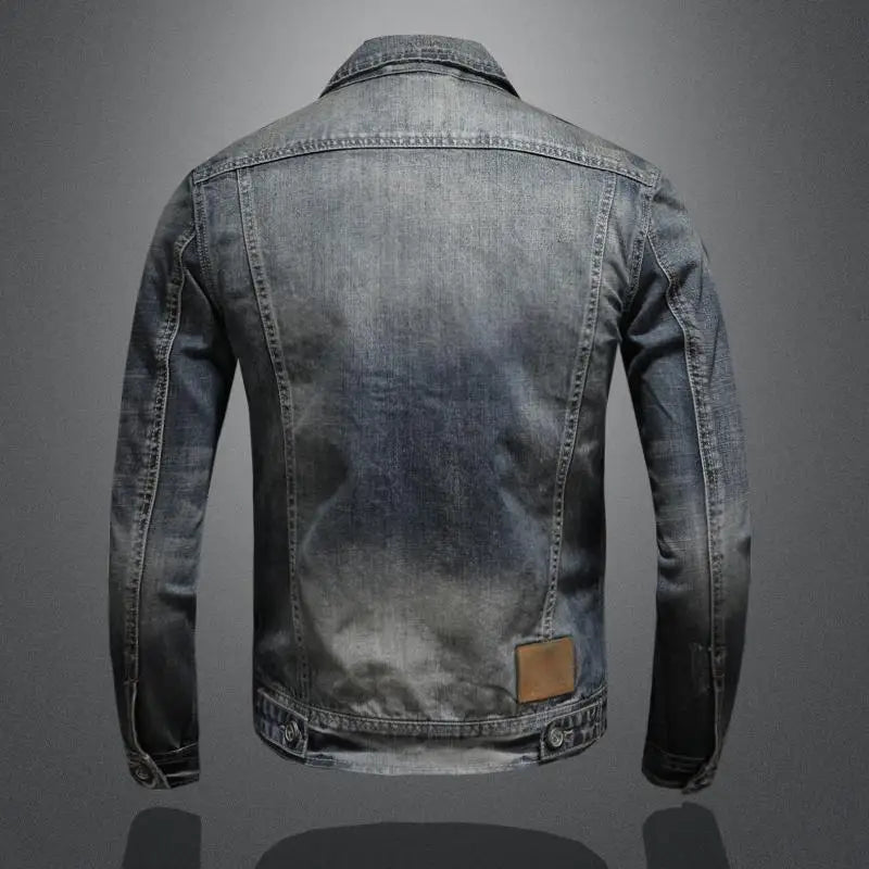 Pánska bunda Zayn z retro denimu – klasický strih s dlhými rukávmi v vintage štýle