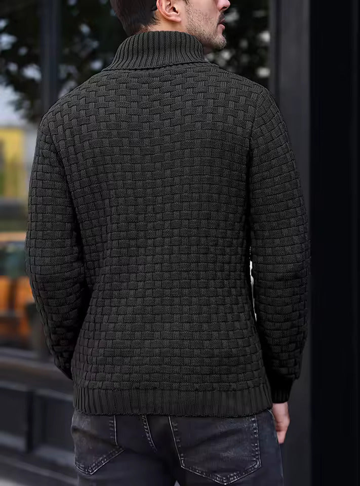 Aaron Pull Pánský Rolák – Tlustá Pletenina, Teplý a Elegantní s Dřevěnými Knoflíky