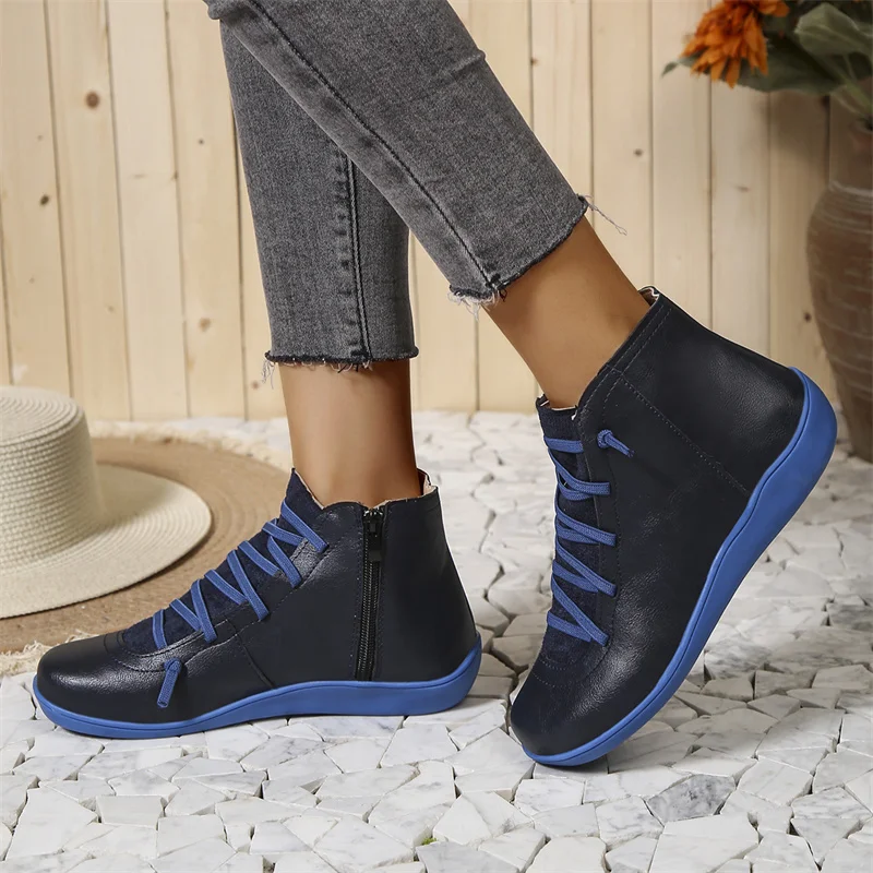 Myline Bottines Femme – Bottines en Cuir Imperméable Lacées avec Semelle Amortissante