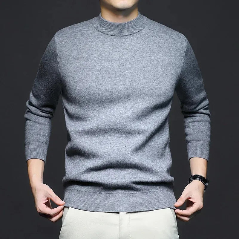 Victor Pull en laine pour homme – Maille chaude premium avec col mi-haut et coupe moderne