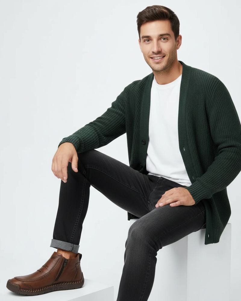 Quinn Schoenen voor Heren met Ergonomische Ondersteuning – Zijrits, Duurzaam Comfort & Elegante Stijl