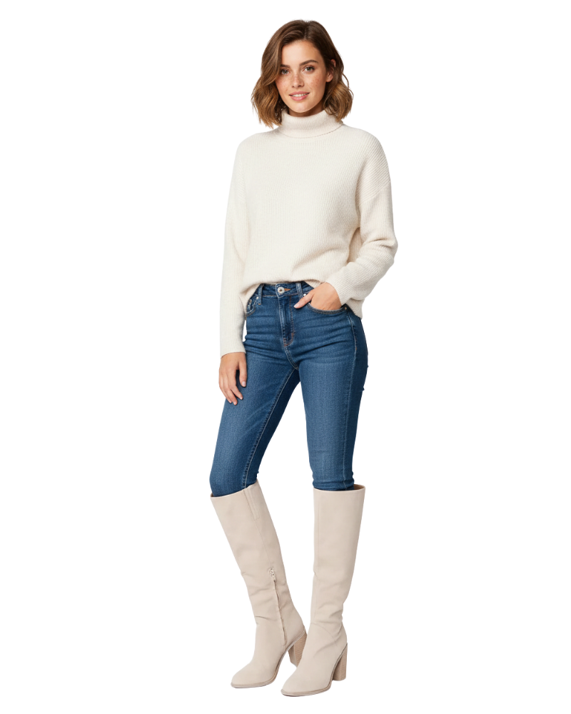 Noemie Stivali Alti Donna Beige – Stivali Eleganti e Confortevoli in Similpelle con Taglio Slim