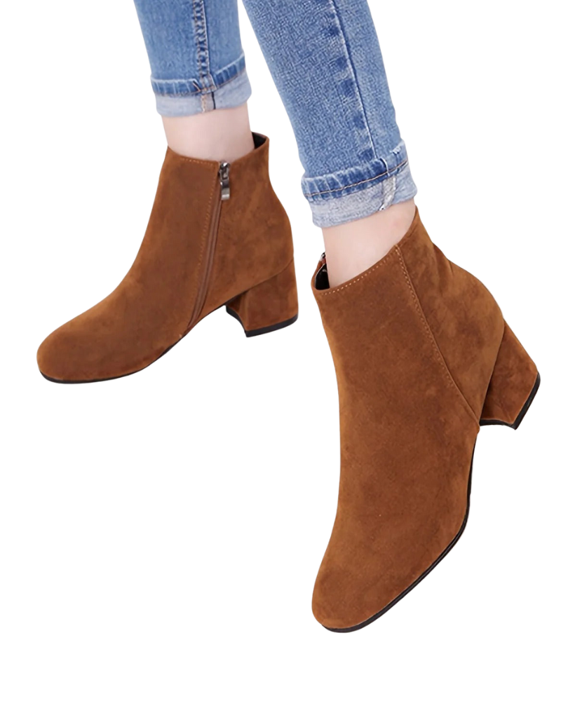 Botines para mujer Emmery en ante sintético – Tacón bloque cómodo y estilo atemporal