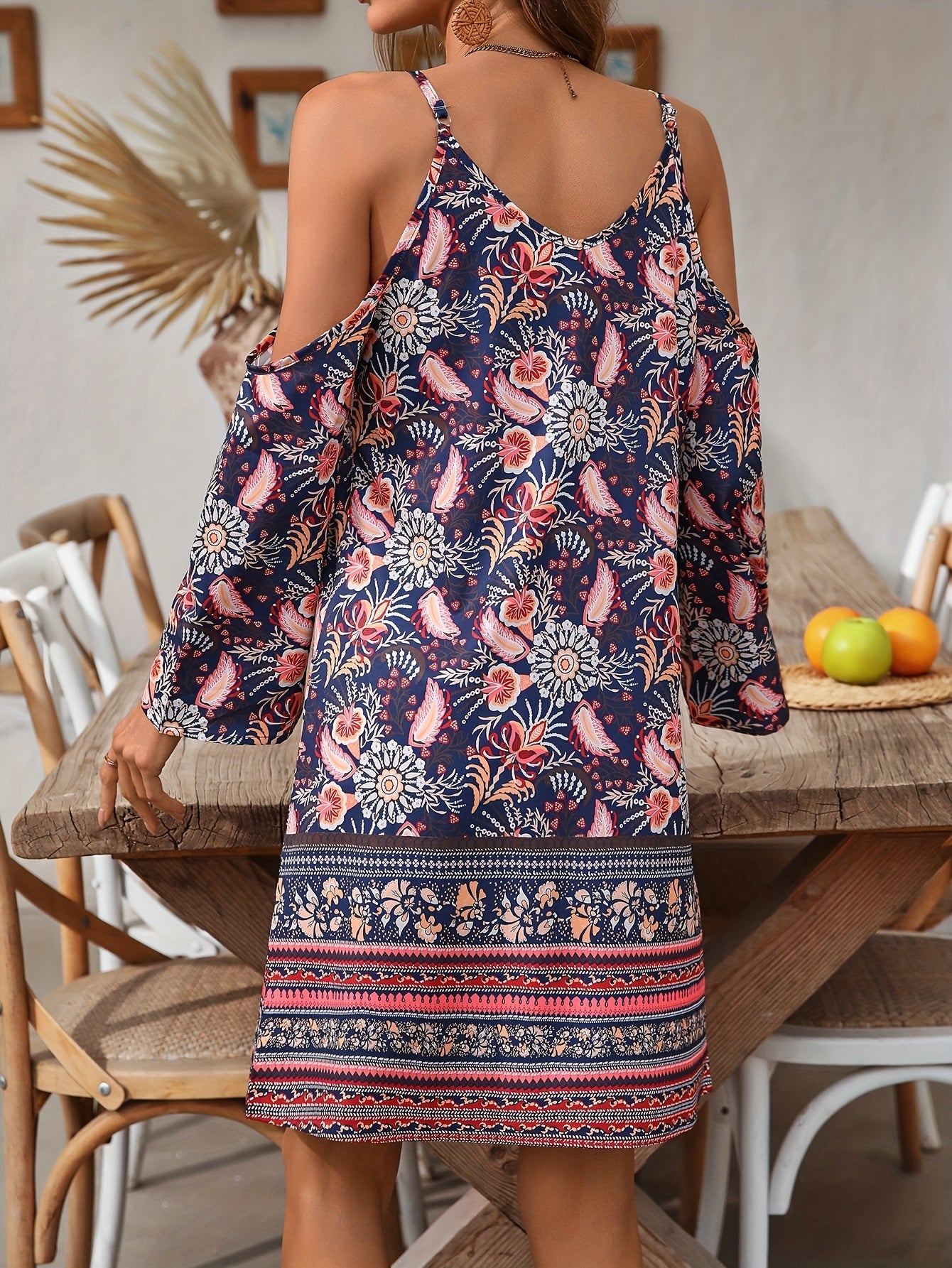 Soleandra Női Ruha – Bohém Félhosszú Ujjatlan Ruha Vintage Chic Nyomattal Nyárra