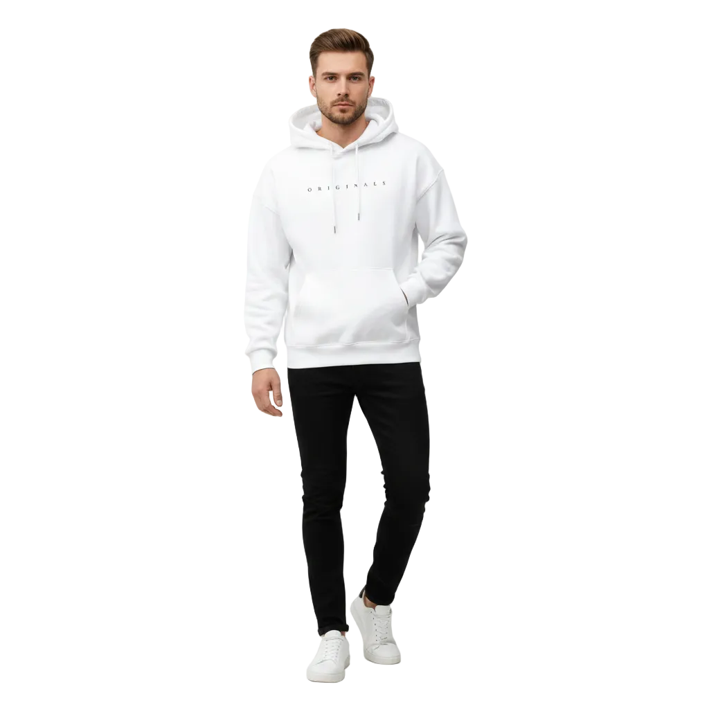 Originals Hoodie Homme – Sweat à Capuche Minimaliste avec Impression Texte et Coupe Relax