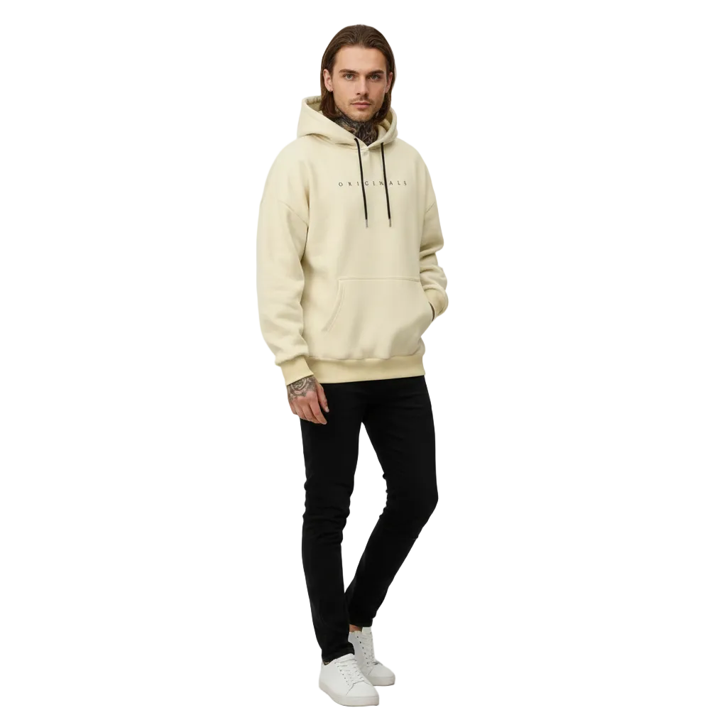 Originals Hoodie Homme – Sweat à Capuche Minimaliste avec Impression Texte et Coupe Relax