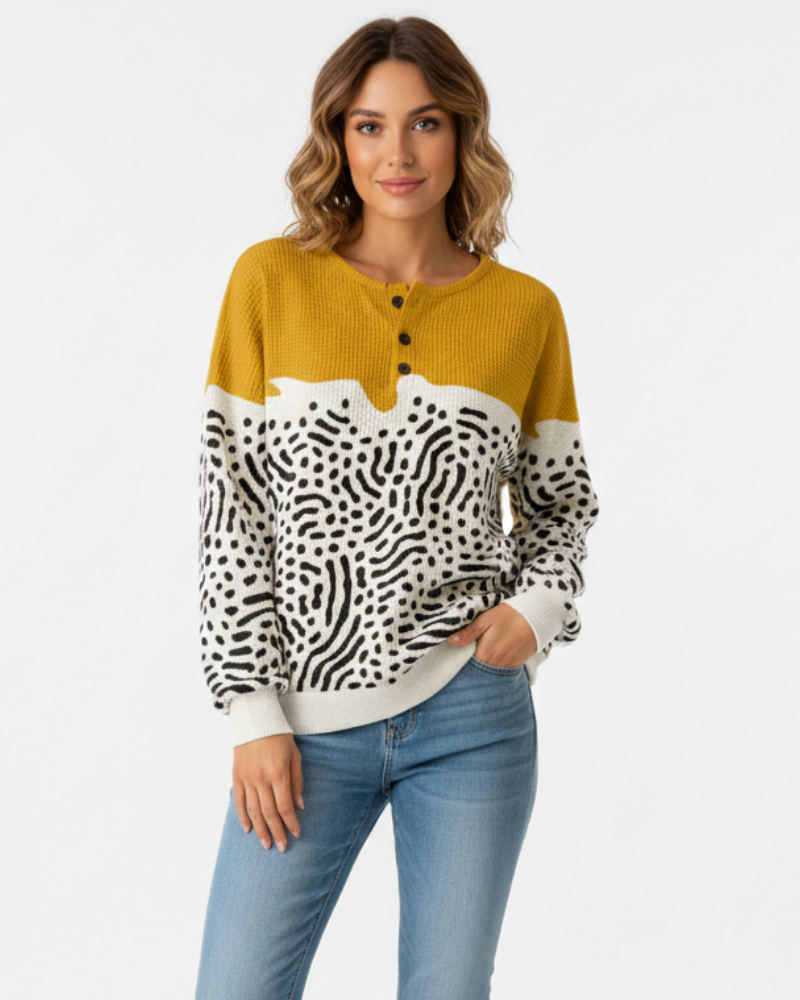 Pulover damă Quinlyn din tricot cu model gofrat gros – Interior moale periat și căldură pentru toamnă/iarnă