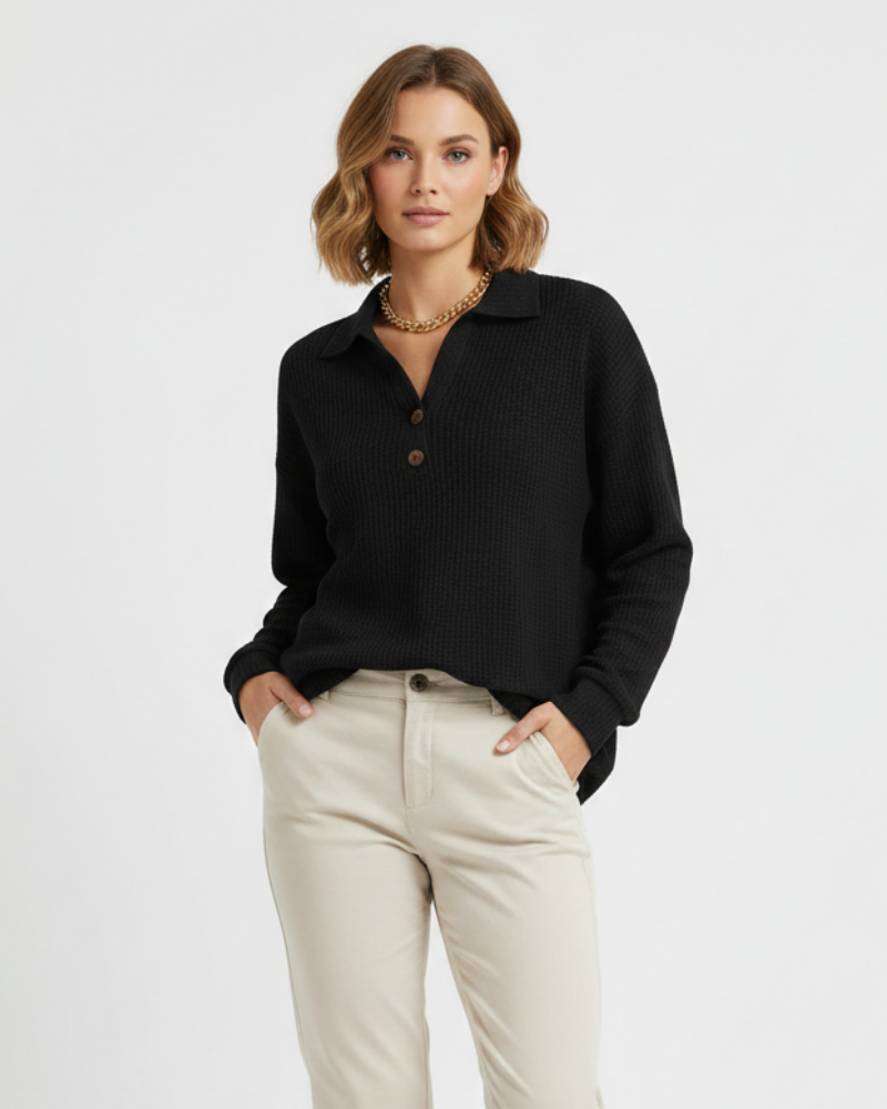 Pulover damă Quinlyn din tricot cu model gofrat gros – Interior moale periat și căldură pentru toamnă/iarnă