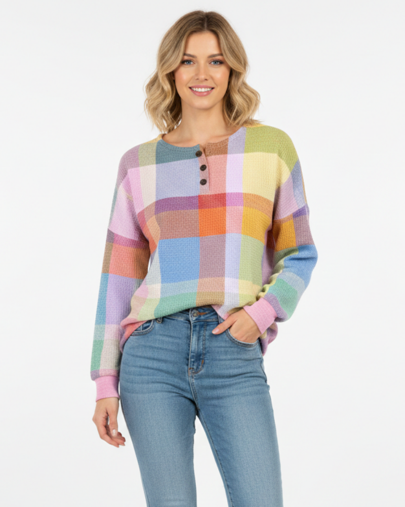 Pulover damă Quinlyn din tricot cu model gofrat gros – Interior moale periat și căldură pentru toamnă/iarnă
