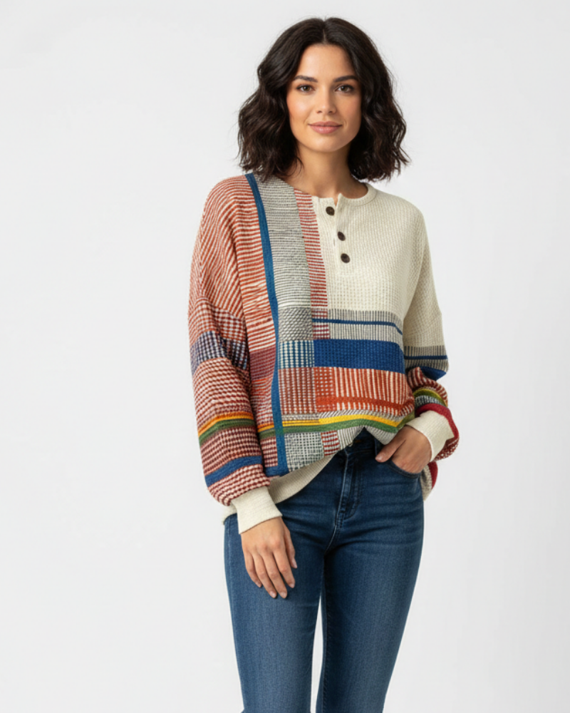 Pulover damă Quinlyn din tricot cu model gofrat gros – Interior moale periat și căldură pentru toamnă/iarnă
