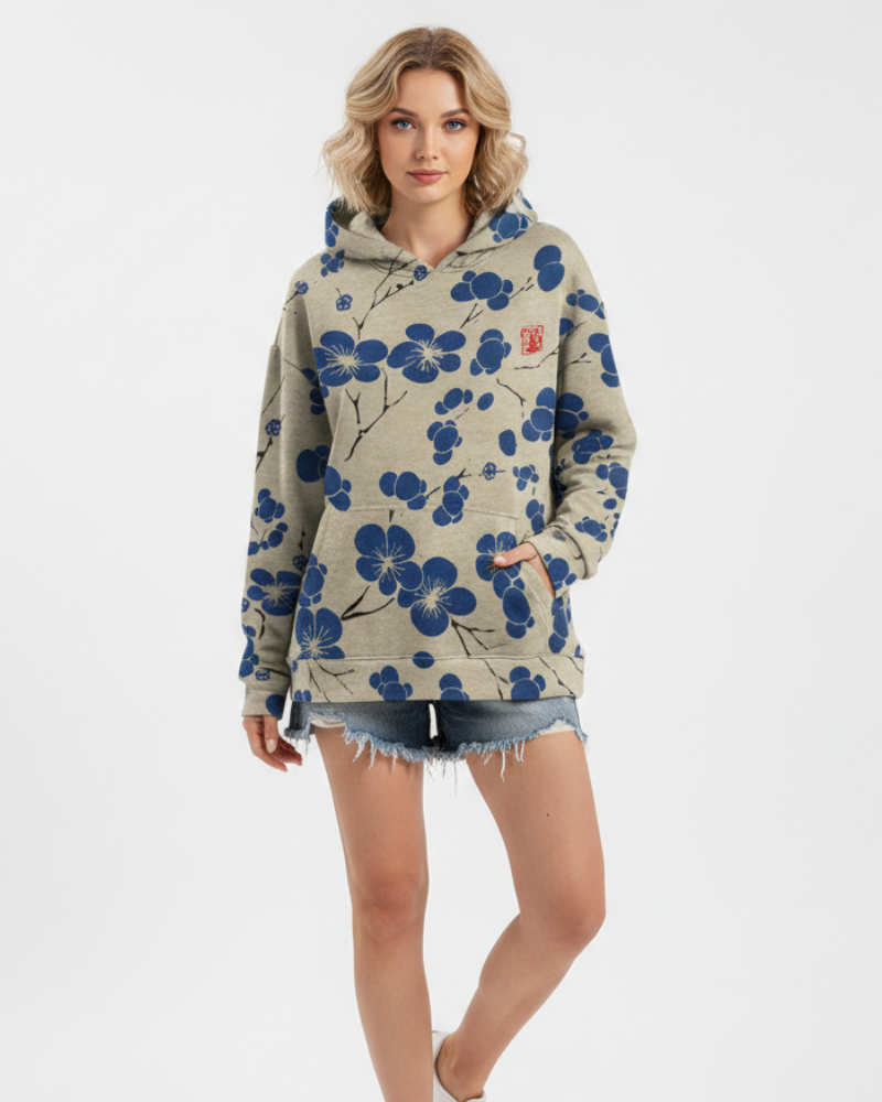 Imelda Sweat com Capuz Mulher – Camisola Suave com Estampa de Flores e Estilo Descontraído