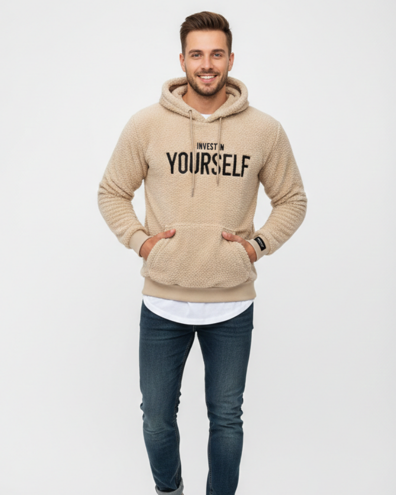 Hanorac Raf pentru bărbați casual – Hanorac confortabil cu glugă, text inspirațional și buzunar cangur