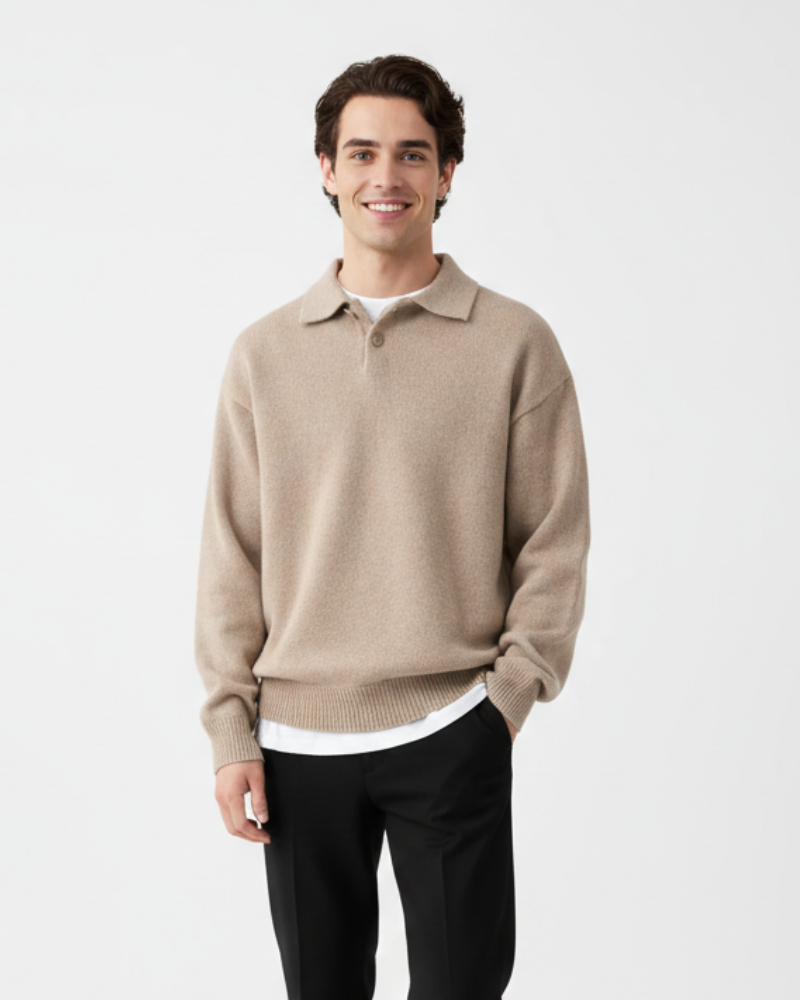 Jameson Polo Tricot Homme – Pull Smart Casual avec Col Classique & Fermeture Boutonnée