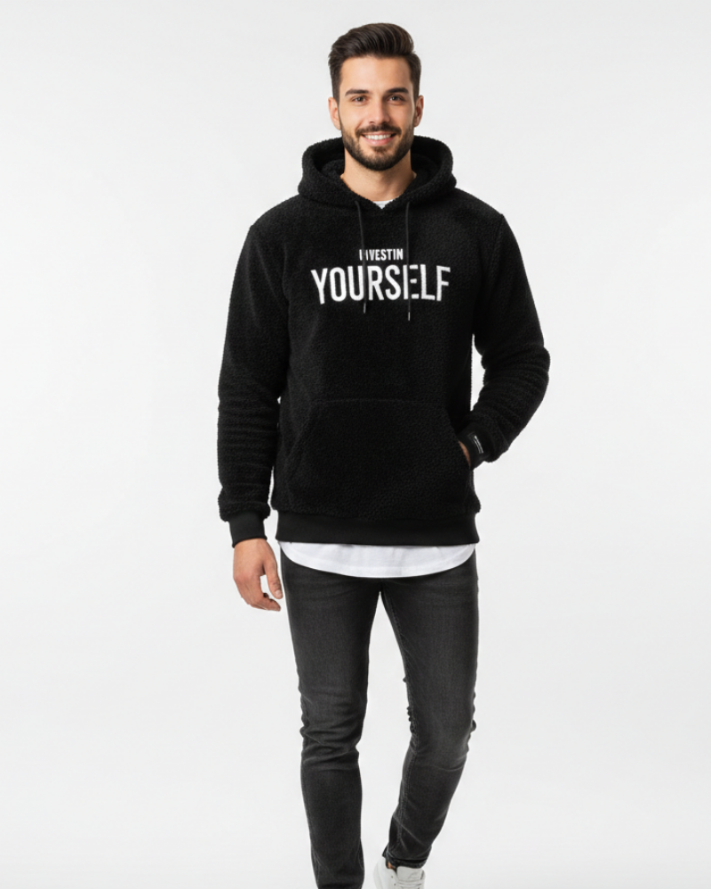Hanorac Raf pentru bărbați casual – Hanorac confortabil cu glugă, text inspirațional și buzunar cangur