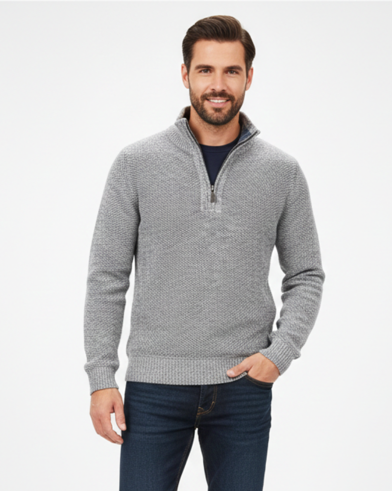 Evan Pull Homme Demi-Zip – Teplá a Pohodlná Mikina s Polovičným Zipsom, Regular Strih v Nadčasovom Štýle