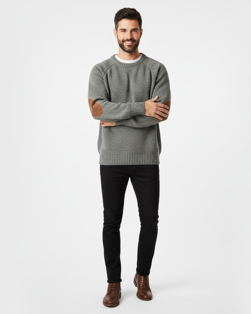 Conrad Mode Pull Homme Tricoté – Modèle Élégant avec Coudières Coupe Confort