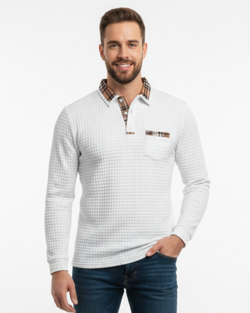 Julian Polo Homme à Carreaux – Polo Élégant en Coton Respirant avec Col Classique