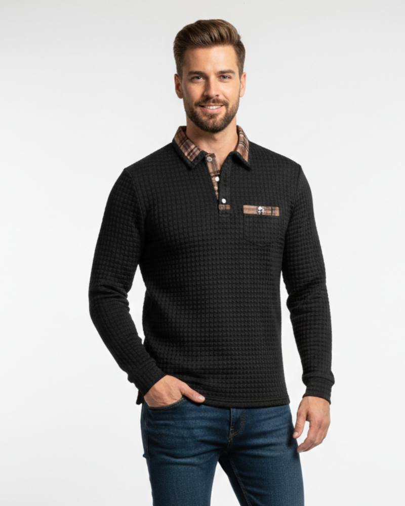 Julian Polo Homme à Carreaux – Polo Élégant en Coton Respirant avec Col Classique