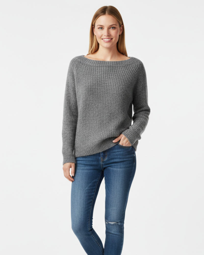 Daphne Camisola de Malha para Mulher Emora Nova – Malha Suave, Decote Barco e Corte Confortável