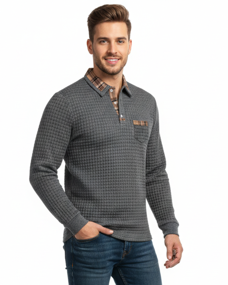 Julian Polo Homme à Carreaux – Polo Élégant en Coton Respirant avec Col Classique