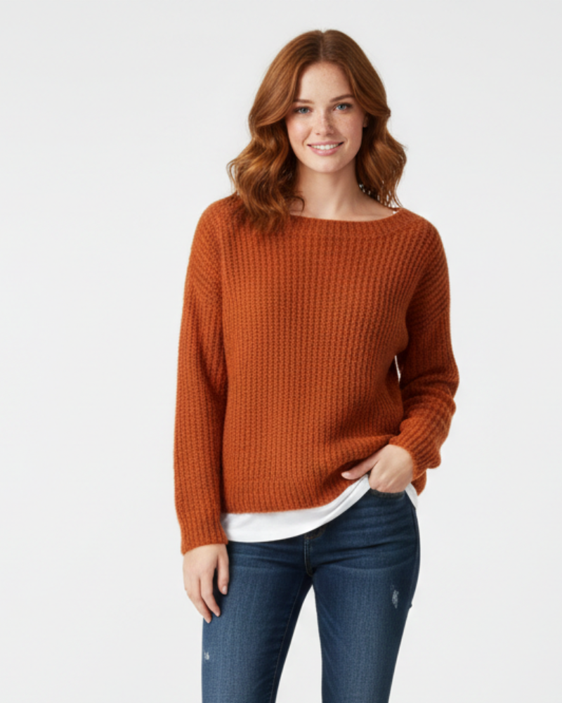 Daphne Camisola de Malha para Mulher Emora Nova – Malha Suave, Decote Barco e Corte Confortável