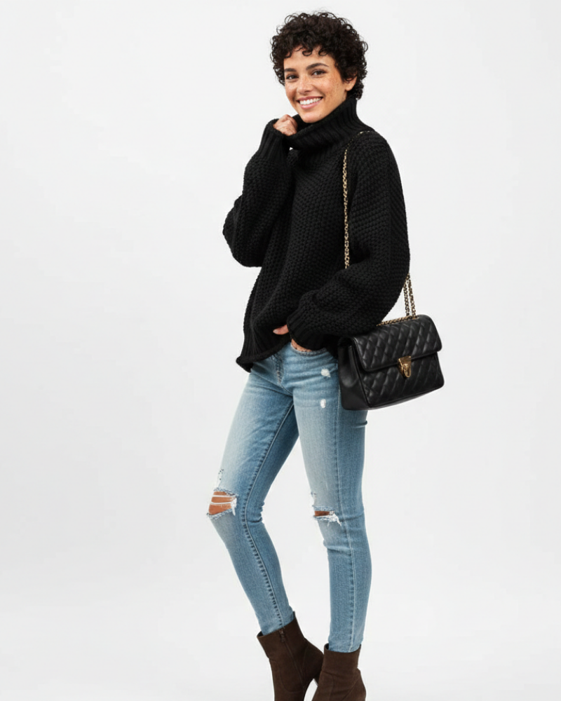 Ember Pull Col Roulé Femme – Tricot Chaud Élégant Coupe Regular avec Manches Longues