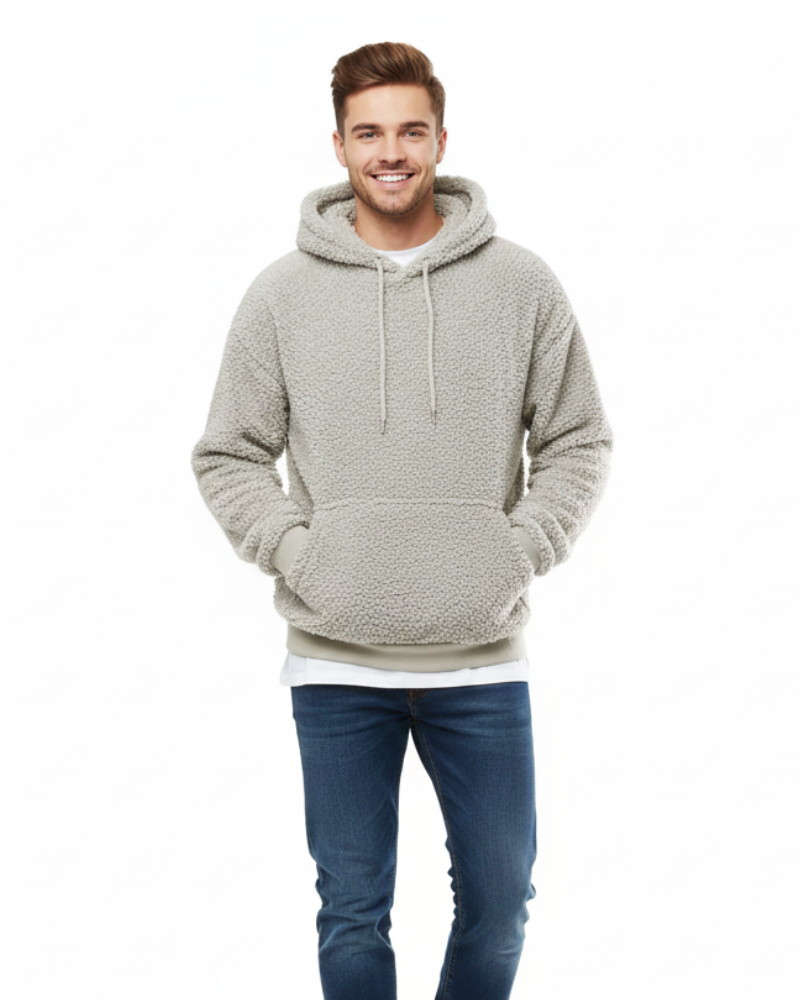 Romano Alvarez Pull Teddy Homme – Sweat à Capuche en Fleece Doux Coupe Confort