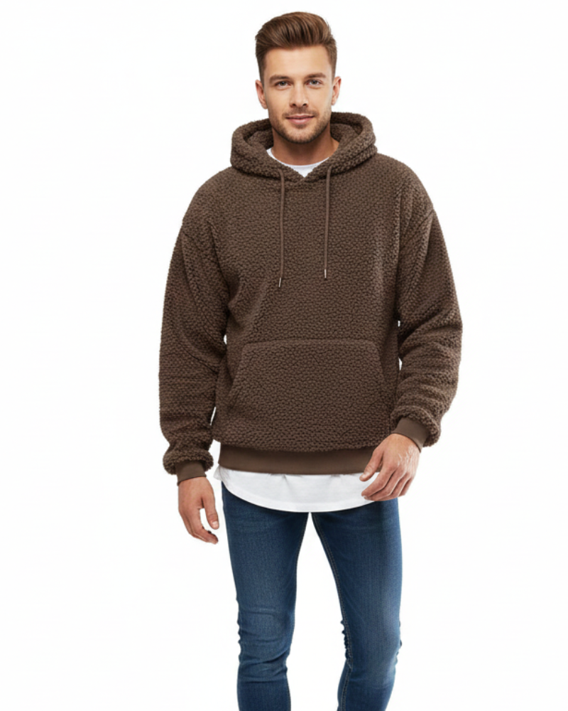 Romano Alvarez Pull Teddy Homme – Sweat à Capuche en Fleece Doux Coupe Confort