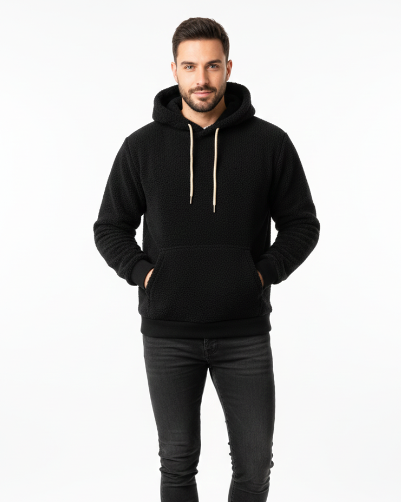 Romano Alvarez Pull Teddy Homme – Sweat à Capuche en Fleece Doux Coupe Confort