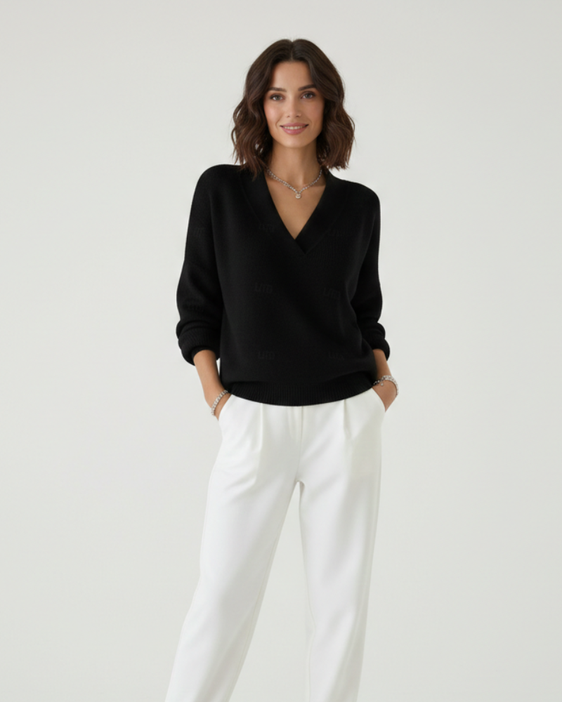 Alexandra Pull Femme Col V Doux – Coupe Fluide & Élégance Quotidienne Automne/Hiver