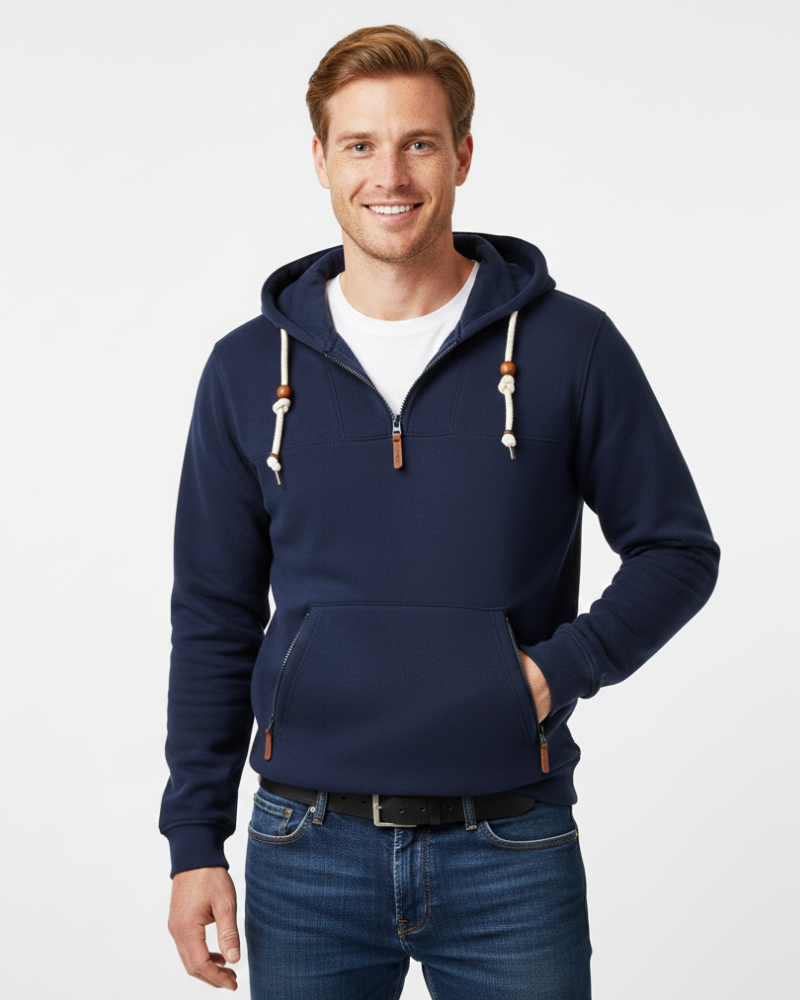 Jess Hettegenser Hiver Herre – Varm Hettegenser med Glidelåslommer & Sportslig Stil