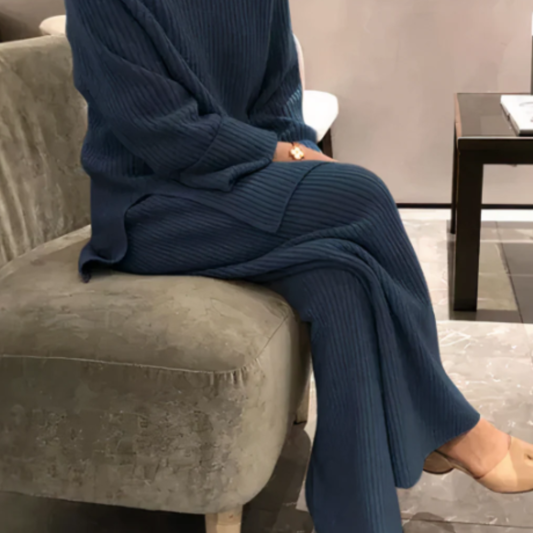 Avni Knitted Set for Women – Premium Cotton Sweater Relaxed Fit & Wide Leg Pants