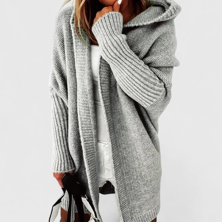 Dámský cardigan Adriana s kapucí oversize – dlouhý měkký svetr ideální pro vrstvení
