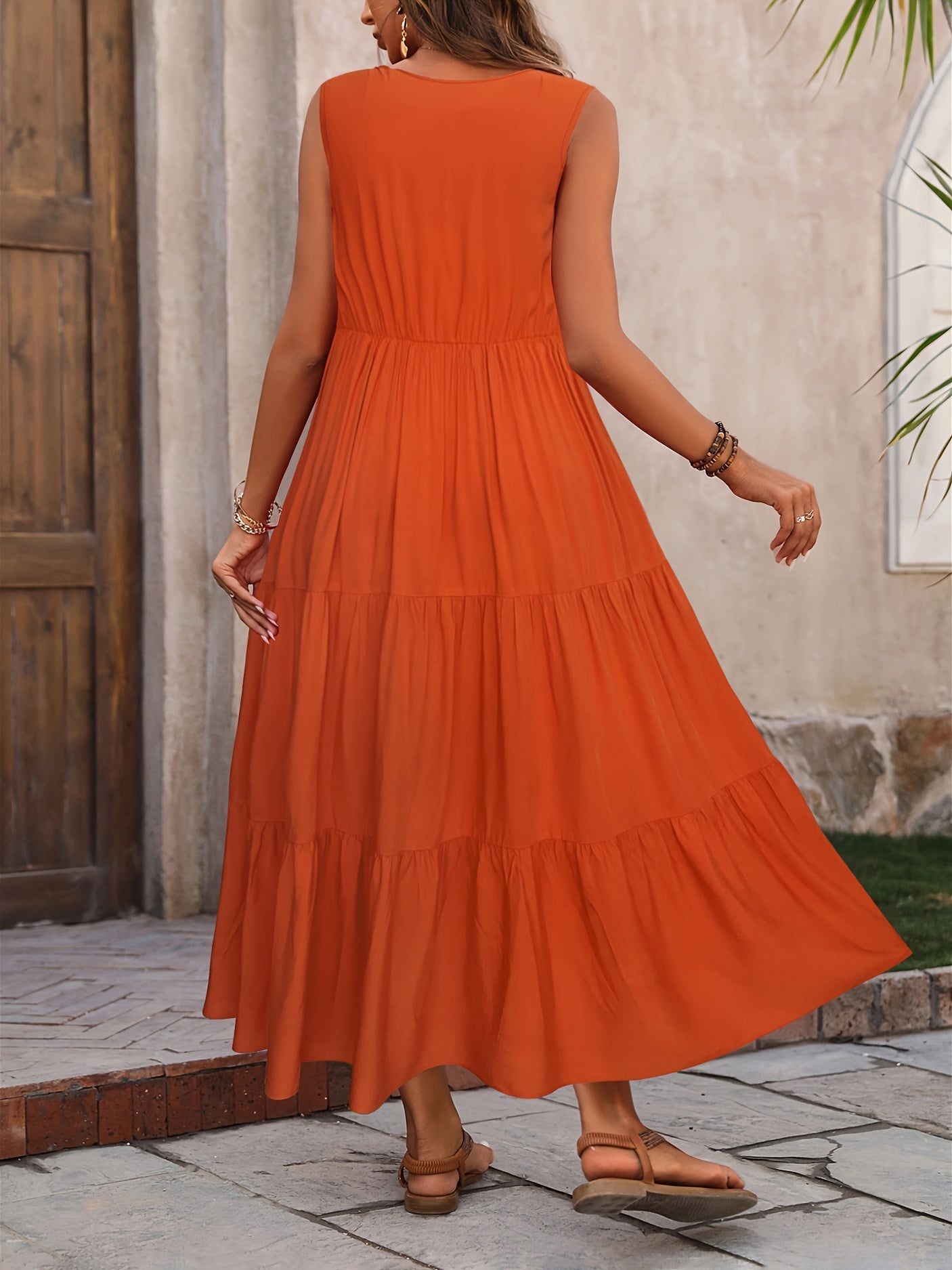 Сукня Велларія – Літня довга сукня без рукавів з воланами для жіночої вишуканості