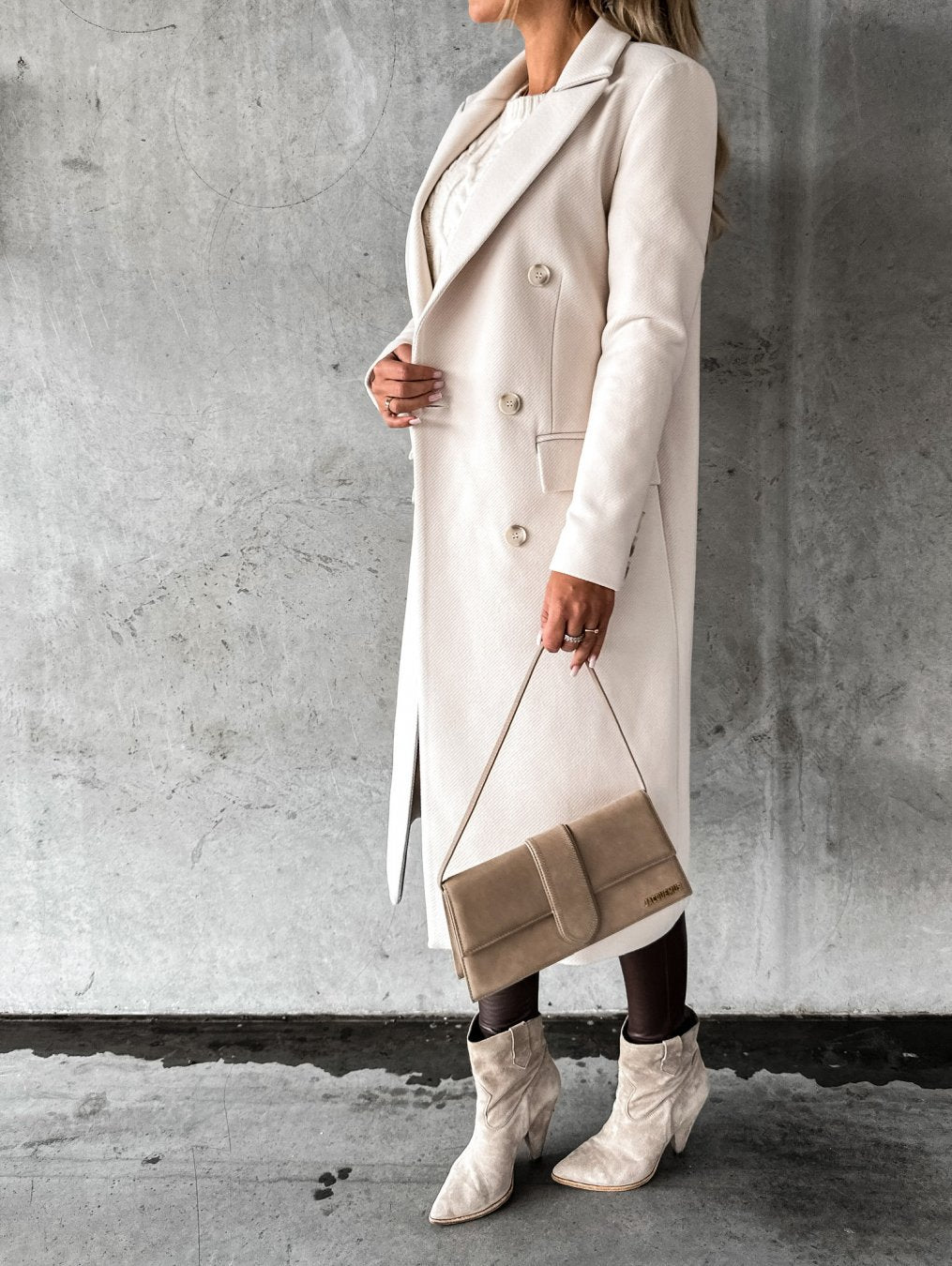 Georgia Manteau Long en Laine Mélangée pour Femme – Elegantes Design mit Notch-Revers in klassischen Winterfarben