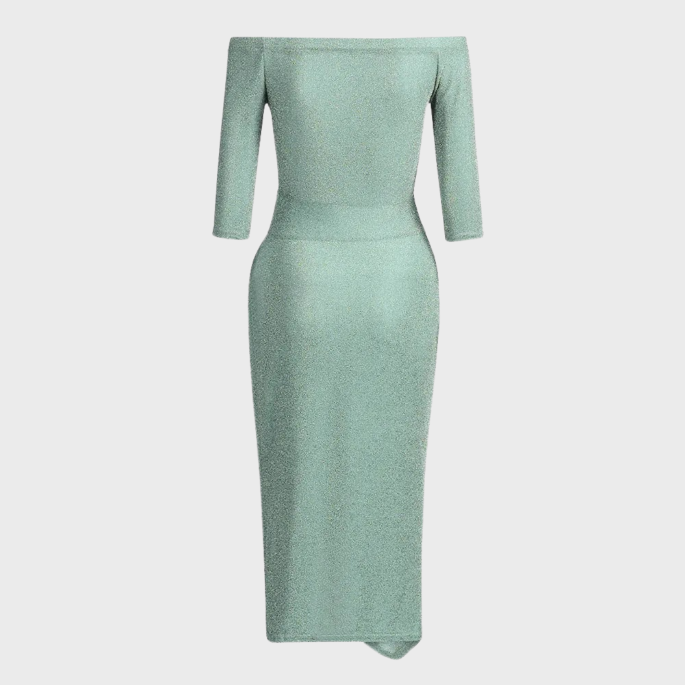 Vestido Cintilante Vilja para Mulher – Vestido Comprido com Mangas Curtas e Detalhes Brilhantes para Ocasiões Festivas