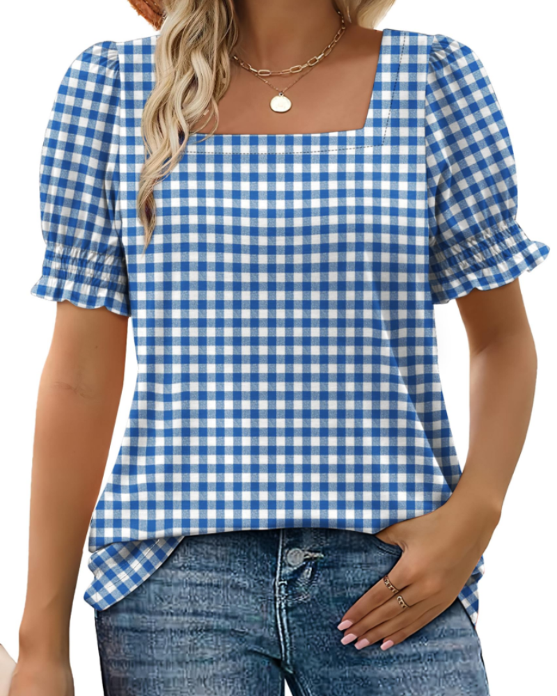 Vira Top Femme – Γυναικείο T-shirt με Τετράγωνο Λαιμόκοψη και Μανίκια με Βολάν, Κομψή Καλοκαιρινή Γραμμή