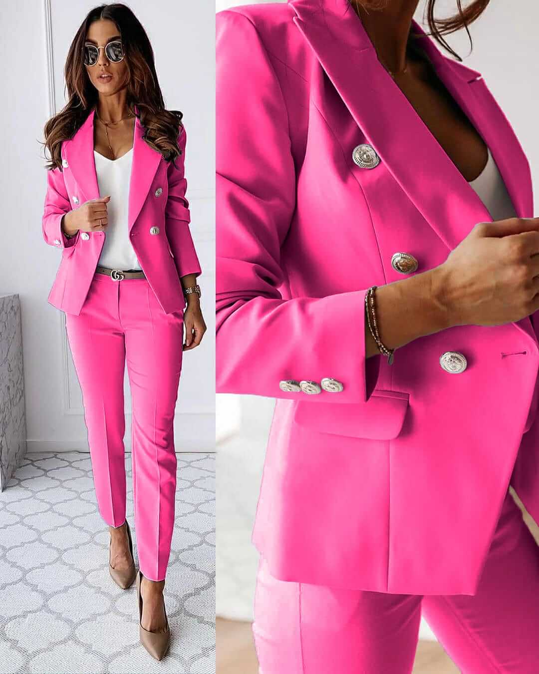 Elena Tailleur Femme – Ensemble Moderne avec Veste Élégante & Pantalon Ajusté Chic