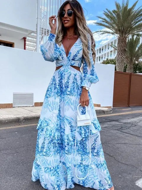 Fioraelle Robe Longue Femme – Elegant langærmet gæstekjole til bryllupper