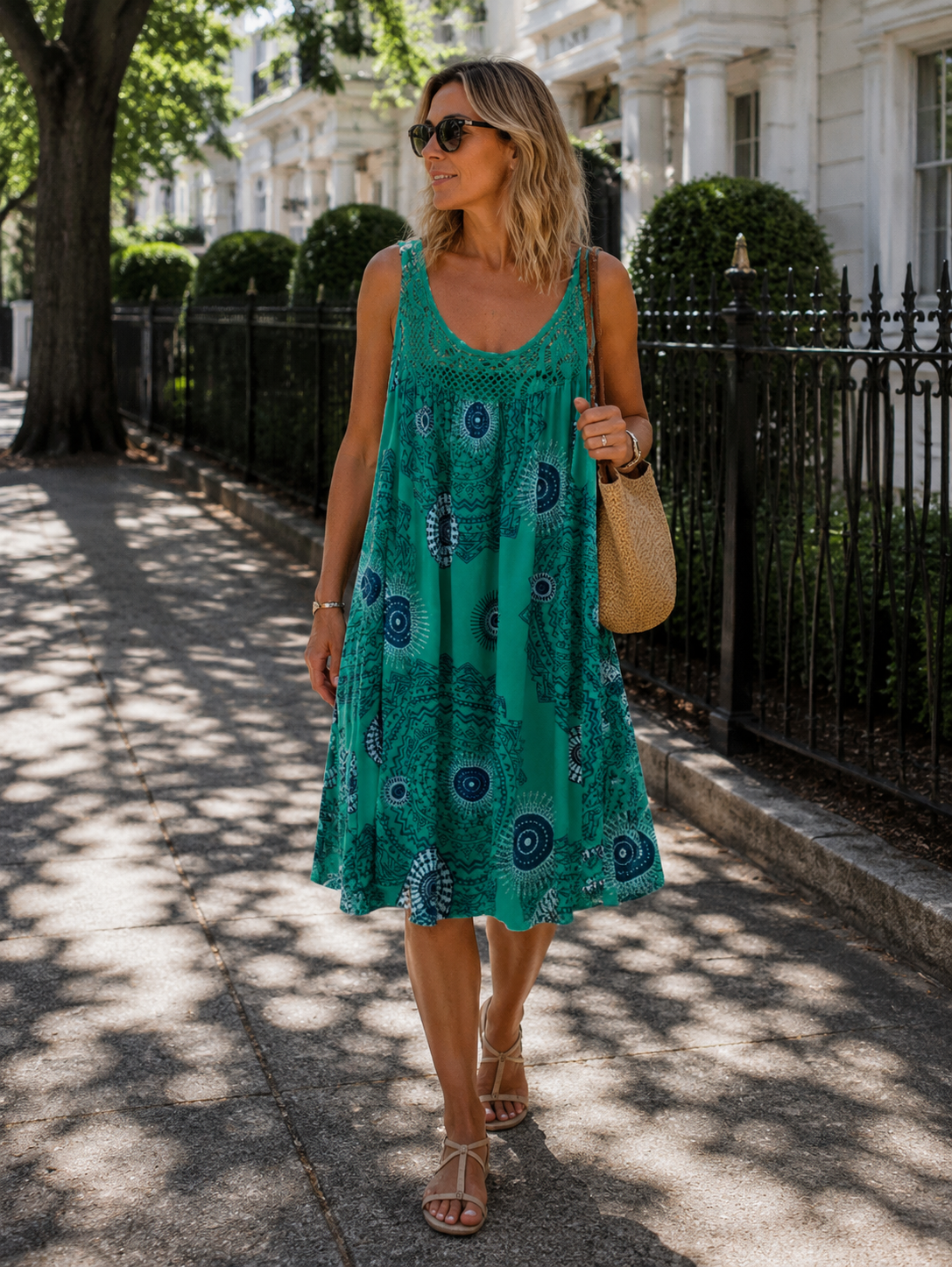 Fließendes Damenkleid von Riley – Künstlerischer Print, lockerer Schnitt & sommerlicher Boho-Stil