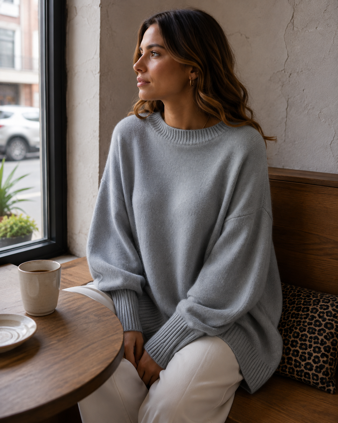 Waverly-Pull-Poncho für Damen – weicher Strick, Fledermausärmel & asymmetrischer Saum