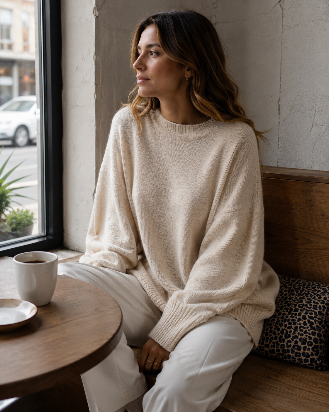 Waverly-Pull-Poncho für Damen – weicher Strick, Fledermausärmel & asymmetrischer Saum