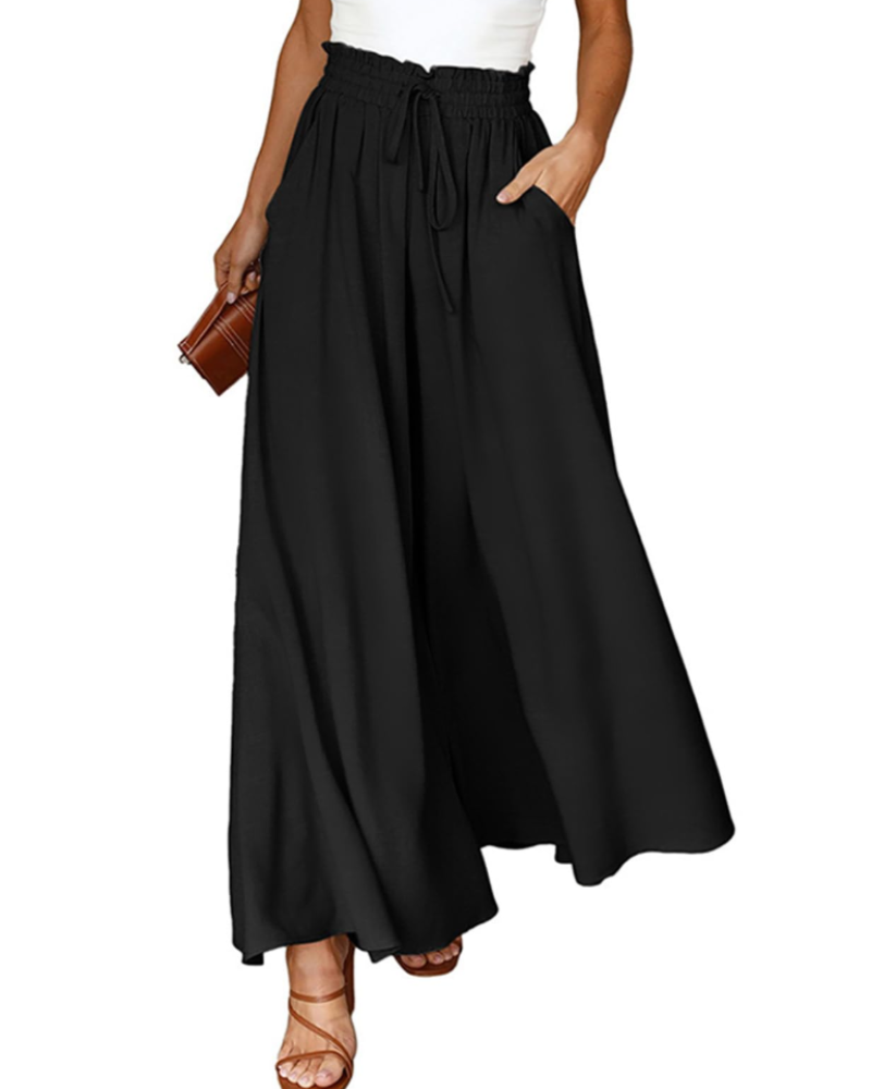 Pantalón palazzo de mujer Ondine – Tiro alto con cordón, fluido, ligero y con bolsillos