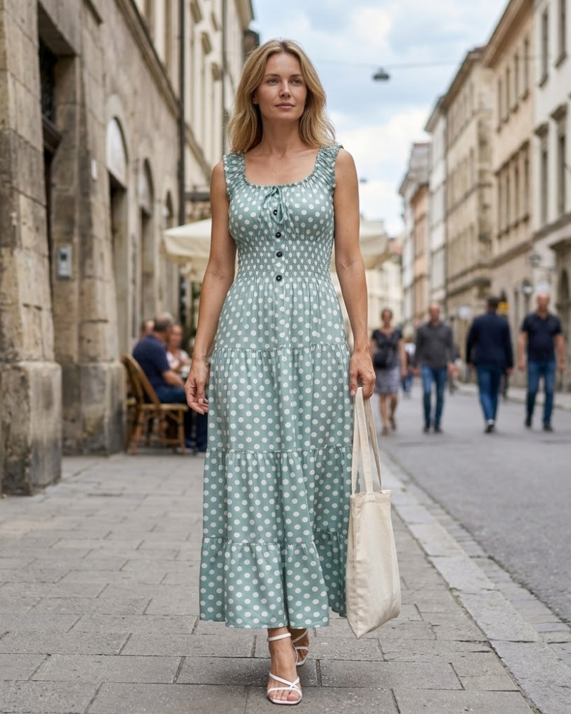 Lina bohemien maxi jurk dames – lange luchtige jurk met bloemenprint, elegante zomer