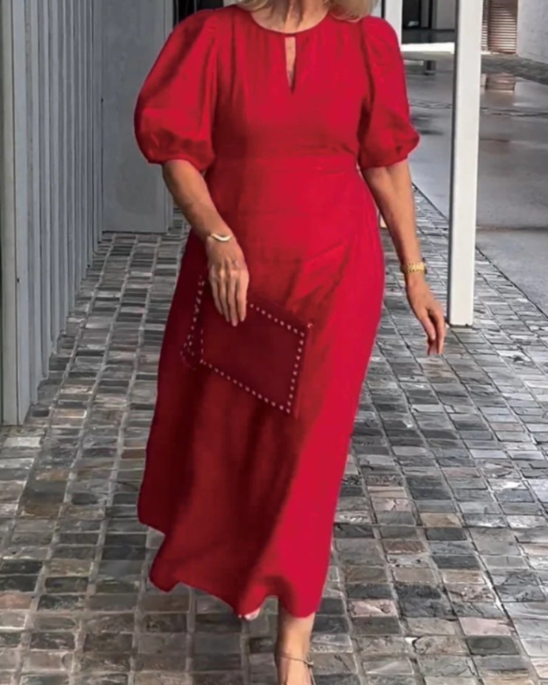 Vestido Midi Rosenda para Mulher – Vestido Elegante Fluido com Mangas 3/4 e Estilo Chic