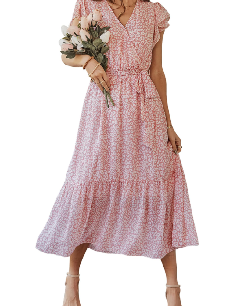 Anita Abito Maxi Donna – Abito Bohemien Fiorito Scollo a V Volant Cintura Estate